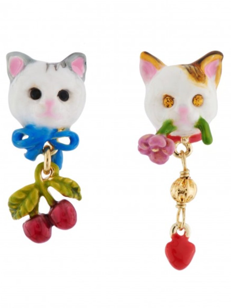 Les Nereides Little Cat Asymmetrical Stud Earrings